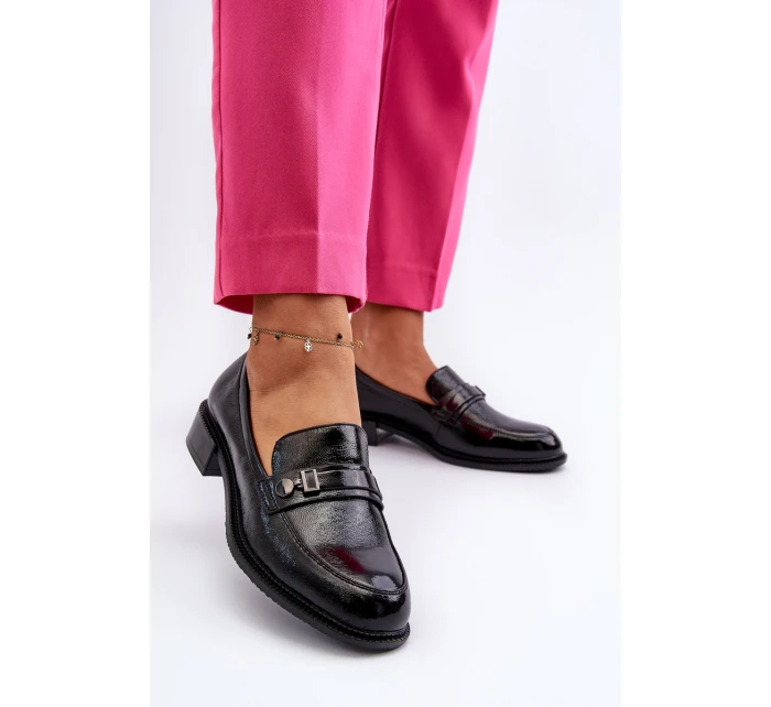 Dámské lakované mokasíny černé model 21655371 - VINCEZA