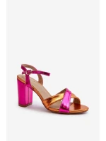 kožené sandály na vysokém podpatku fuchsie model 21666833 - Boto kožené sandály na vysokém podpatku fuchsie model 21666833 - Boto
