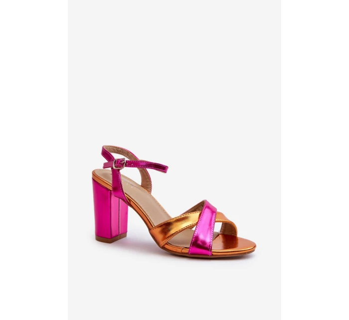 kožené sandály na vysokém podpatku fuchsie model 21666833 - Boto kožené sandály na vysokém podpatku fuchsie model 21666833 - Boto