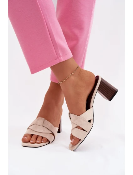 Dámské lodičky na podpatku s pásky Eko semiš Béžové Corivelle Dámské lodičky na podpatku s pásky Eko semiš Béžové Corivelle