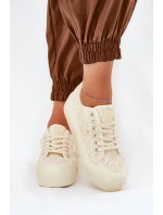Dámské krajkové tenisky Big Star – béžové