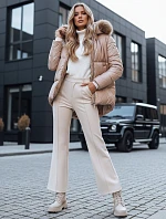 Dámska prešívaná zimná bunda SPARKLE light beige FashionStreet TY3948