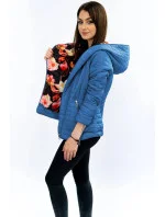 Svetlo modrá bunda s asymetrickým zipsom (DL015)