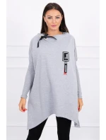 Oversize mikina s asymetrickými bokmi šedá