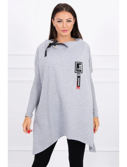 Oversize mikina s asymetrickými boky šedá
