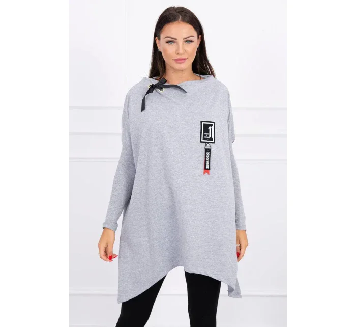 Oversize mikina s asymetrickými bokmi šedá