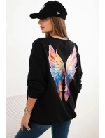 Dámská oversize mikina z bavlny s barevnými model 21421748 na zádech černá - K-Fashion