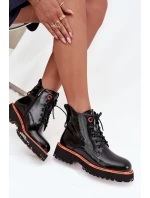 Botki Damskie Z Lakierowanej Skóry Naturalnej Ocieplane Artiker 57C0061 Czarne