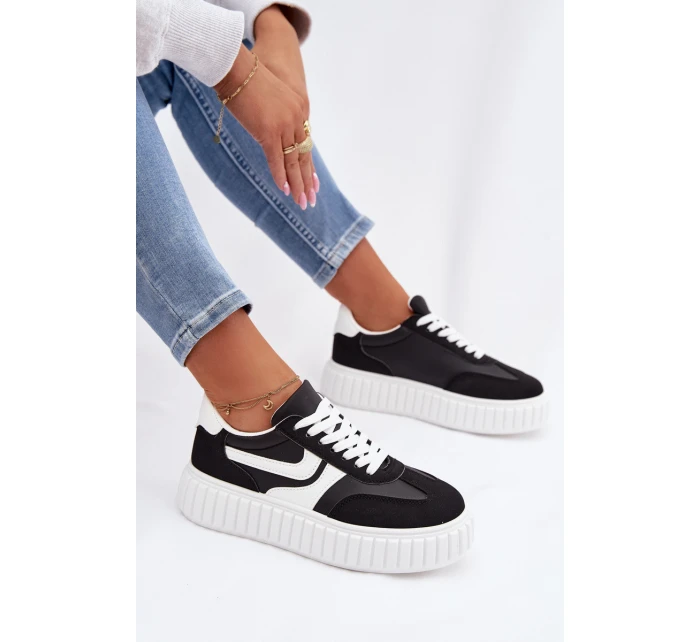 Dámské tenisky na platformě z eko semiše Černé Cadrina