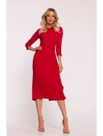 S425 Šaty s volánom - červené
