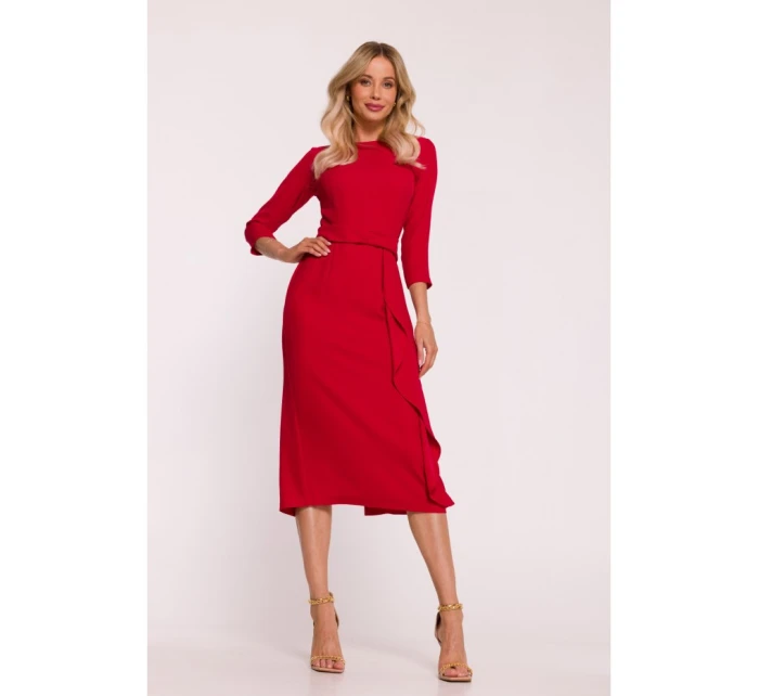 S425 Šaty s volánom - červené