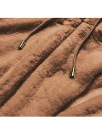 Hnedá kožušinová dámska bunda s kapucňou (BR9596-12)