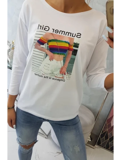Halenka s potiskem Summer Girl bílá Halenka s potiskem Summer Girl bílá