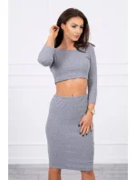 Souprava halenky a sukně šedá Souprava halenky a sukně šedá