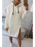 Šaty s kapucí a bočním rozparkem ecru Šaty s kapucí a bočním rozparkem ecru