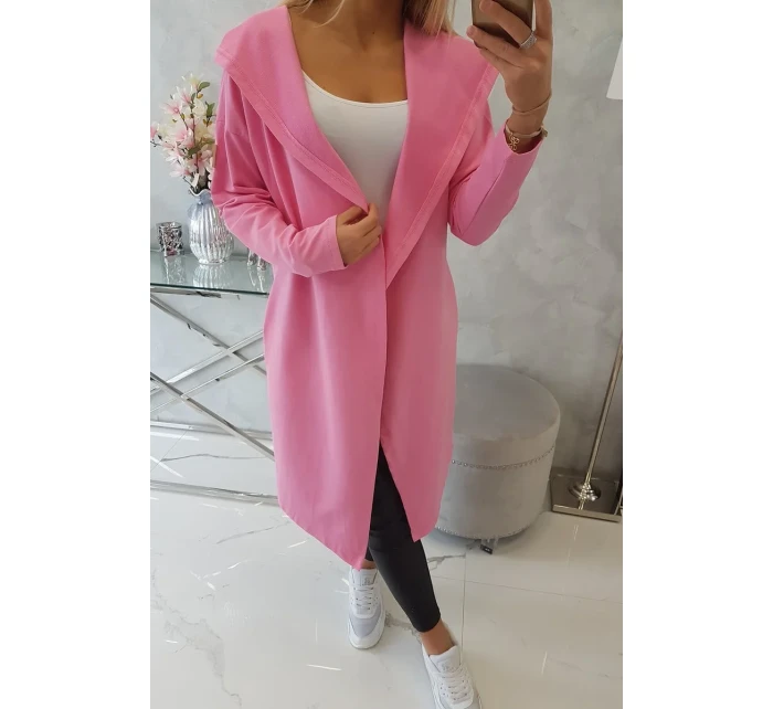 Dlhý kabát s kapucňou svetlo ružový Dlhý kabát s kapucňou svetlo ružový