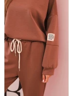 Komplet mikina + kalhoty model 21234215 hnědá - K-Fashion Komplet mikina + kalhoty model 21234215 hnědá - K-Fashion