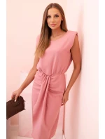 Dámske pruhované bavlnené šaty s véčkovým výstrihom a gombíkmi tmavomätové