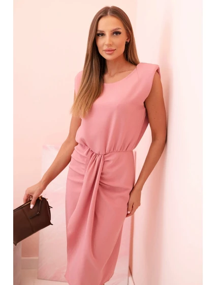 Dámske pruhované bavlnené šaty s véčkovým výstrihom a gombíkmi tmavomätové