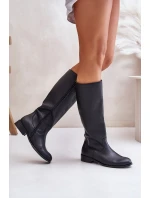 Kožené dámské kozačky do  na zip Lewski černé model 21672660 - Zazoo