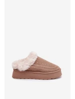 Dámské sněhule na platformě s kožešinou a tmavě béžové model 21788055 - Boto Dámské sněhule na platformě s kožešinou a tmavě béžové model 21788055 - Boto