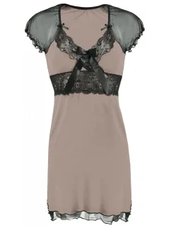 Dámska nočná košeľa Paulina Cappucino-Black - Dkaren