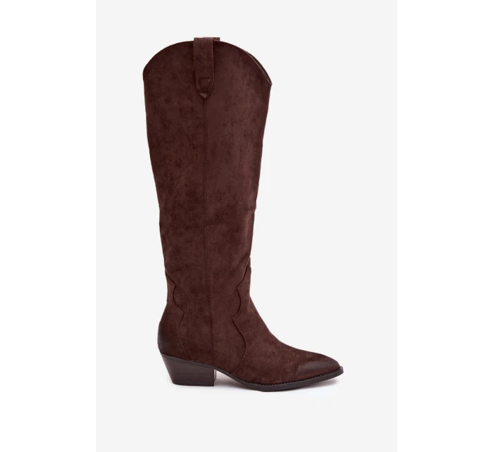 Dámské kovbojky na podpatku – čokoládové model 21837045 - Kesi