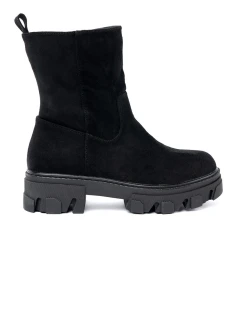 Luxusné dámske čierne členkové topánky na platforme