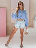 Dámská mušelínová košile oversize modrá model 21989198 - Dstreet