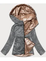 Svetlo hnedá dámska obojstranná bunda s kapucňou (B9793-46)