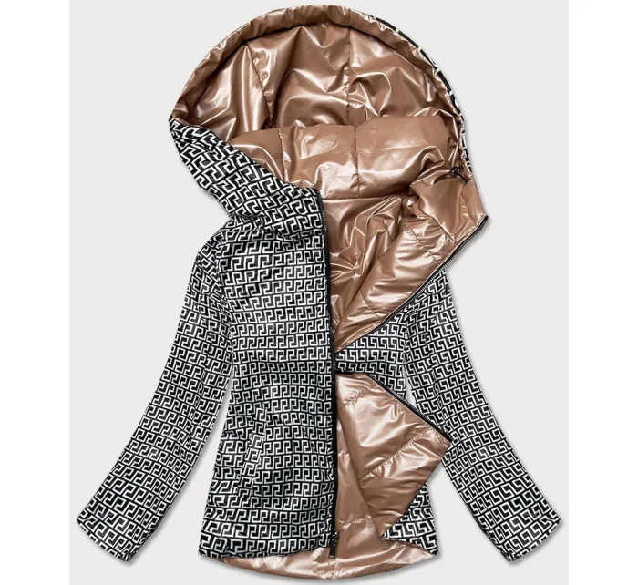 Svetlo hnedá dámska obojstranná bunda s kapucňou (B9793-46)