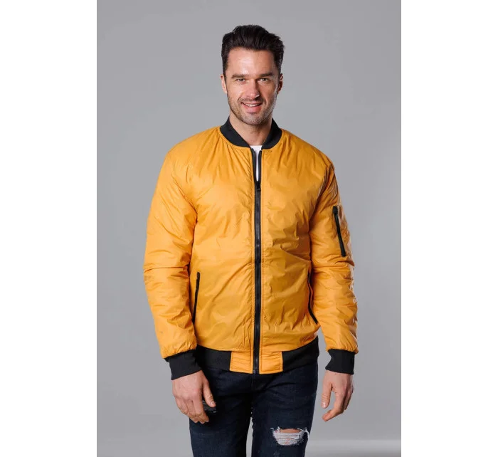 Tmavo žltá pánska bunda typu "bomber" s prešívanou podšívkou (AK95-22)