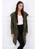 Voľne padnúca khaki bunda s kapucňou