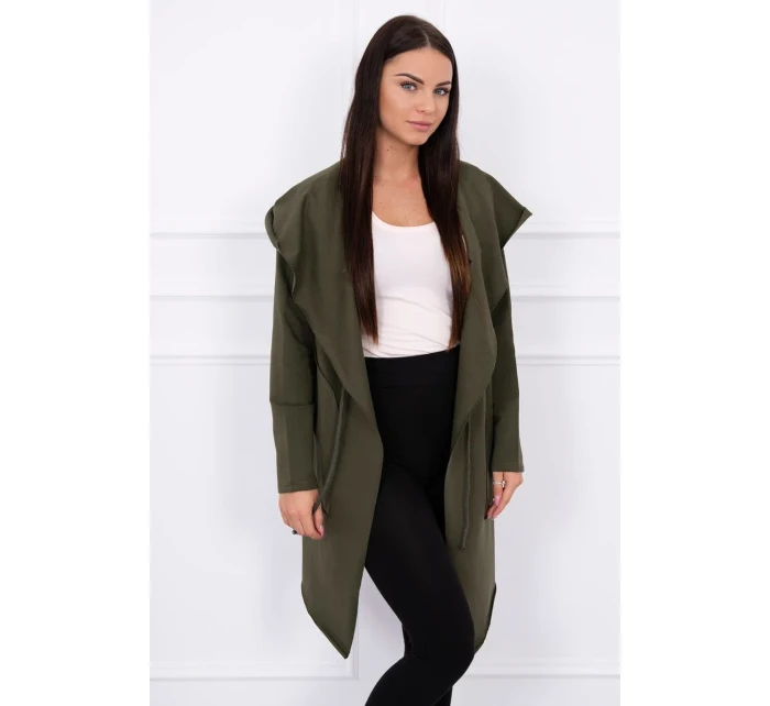 Voľne padnúca khaki bunda s kapucňou