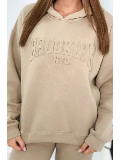 Izolovaná bavlnená súprava, mikina + nohavicami Brooklyn svetlo béžová