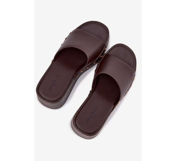 Dámske papuče na platforme 78-200 Tmavo hnedé - Stephan Paris Dámske papuče na platforme 78-200 Tmavo hnedé - Stephan Paris