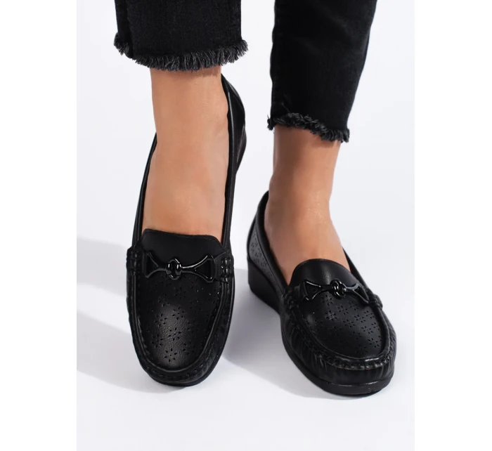 Módne dámske čierne mokasíny bez podpätku Módne dámske čierne mokasíny bez podpätku