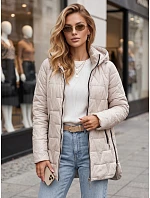 Dámská prošívaná bunda s odnímatelnou kapucí, světle šedá, FashionStreet TY5792 Dámská prošívaná bunda s odnímatelnou kapucí, světle šedá, FashionStreet TY5792