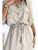 531-1 Midi košeľa so zlatými gombíkmi a kravatou - BEACH 531-1 Midi košeľa so zlatými gombíkmi a kravatou - BEACH