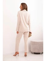 Dámsky viskózový komplet s ozdobami a elastickými nohavicami béžovej farby