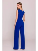 model 21154701 Elegantní overal s asymetrickým výstřihem královská modř - STYLOVE