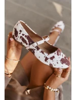 Dámské zdobené baleríny s páskem Olivisse – bílo-hnědé Dámské zdobené baleríny s páskem Olivisse – bílo-hnědé