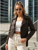 Dámská bunda z ekokůže TY5647 hnědá - FashionStreet 