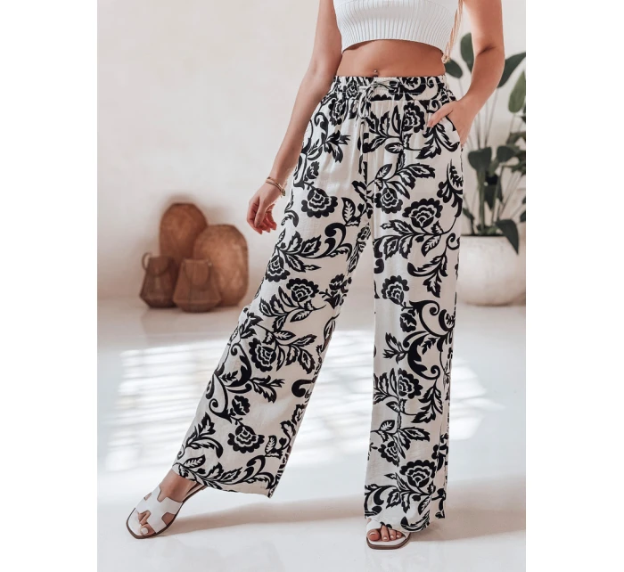Dámské květinové kalhoty s širokými nohavicemi black Dstreet model 21987403 - FashionStreet