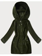 Vlněná bunda typu alpaka v army barvě s kapucí model 21482437 - MHM