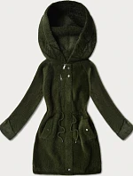 Vlnená bunda z alpaky s kapucňou army (W214#)