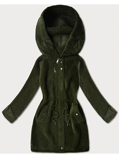 Vlnená bunda z alpaky s kapucňou army (W214#)