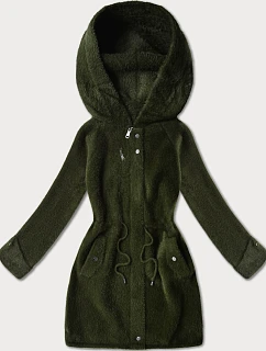 Vlnená bunda z alpaky s kapucňou army (W214#)