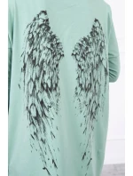 Tmavá mätová mikina s potlačou krídel