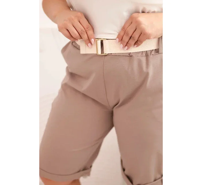 Dámské bavlněné šortky Plus Size s páskem fango